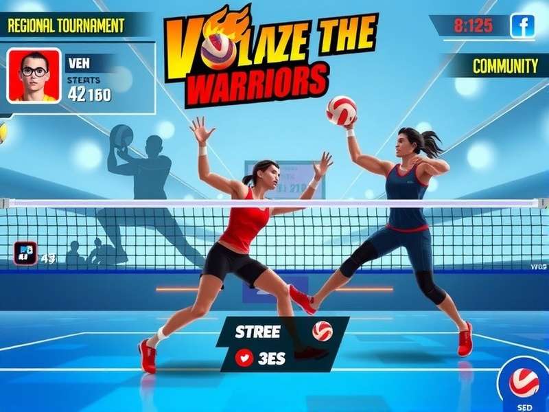Blaze Volley Warriors gameplay screenshot showing intense volleyball action